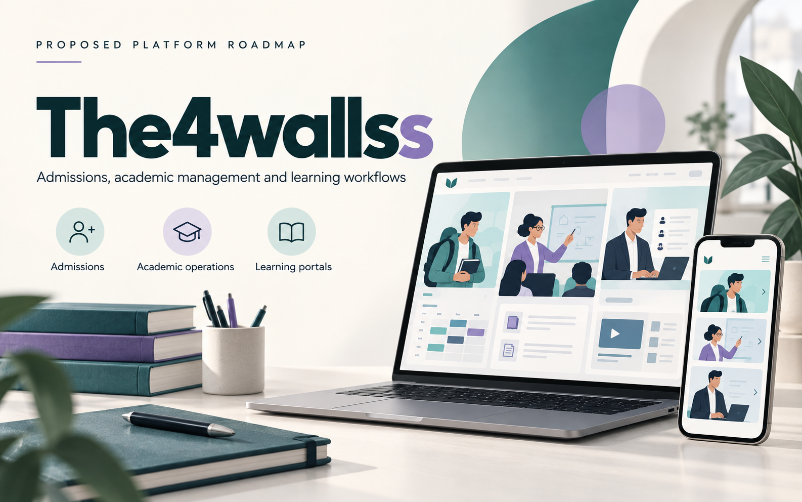 Concept artwork for education platform admissions and learning workflows
